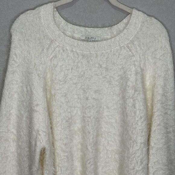Z Supply Sweater Womens Small White Fuzzy Textured Pullover Crewneck Soft Cozy - Picture 4 of 8